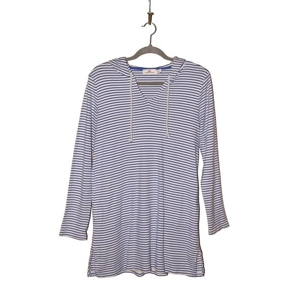 VINEYARD‎ VINES $98 Long Sleeve Striped Hooded Tunic Blue/White Small - Picture 1 of 4